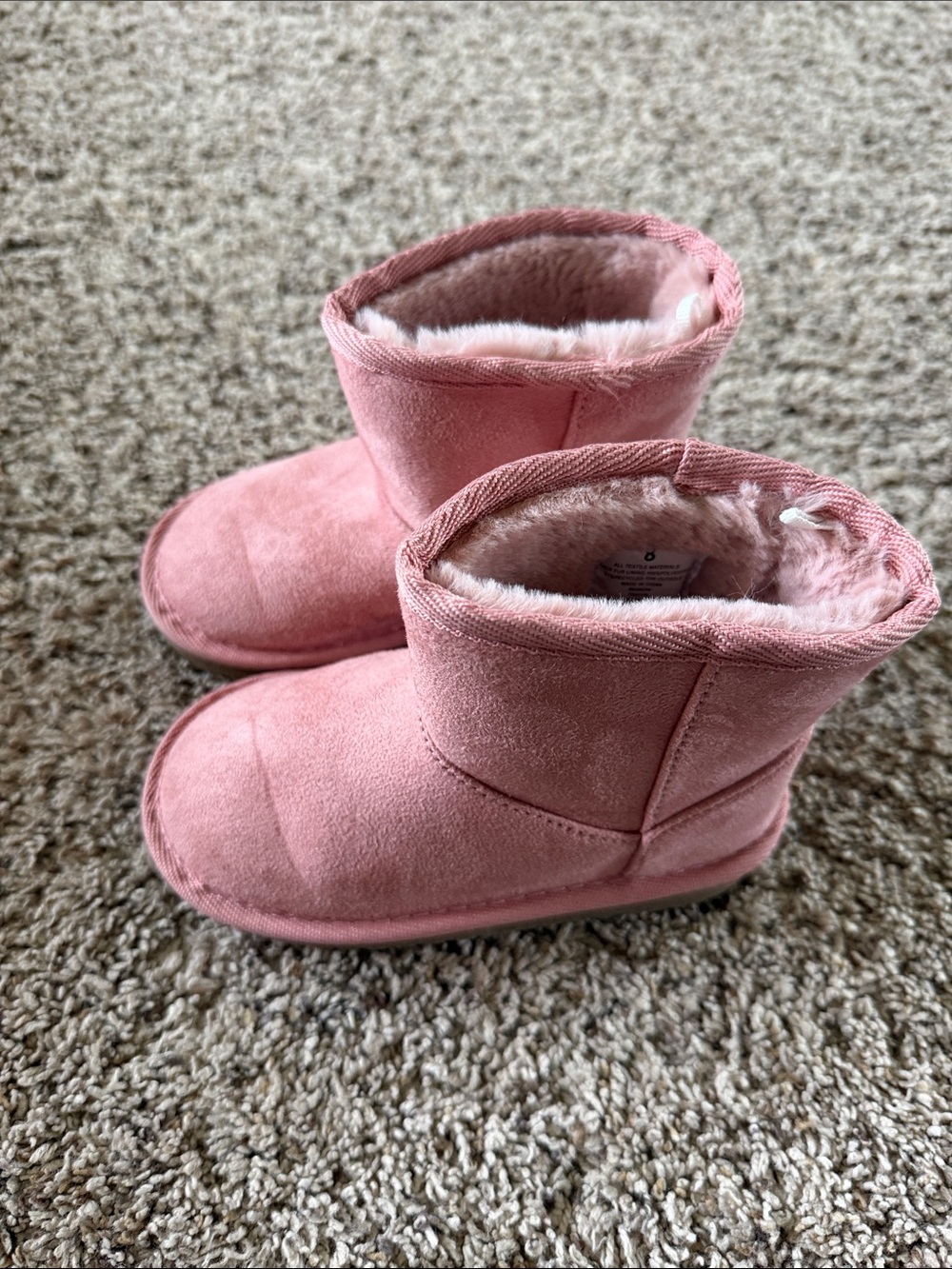 Tag Blush Pink Faux-Suede Shearling Ankle Boots
